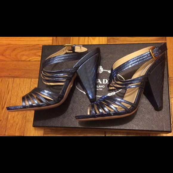 Prada Metallic Blue Wedges - Picture 2 of 8